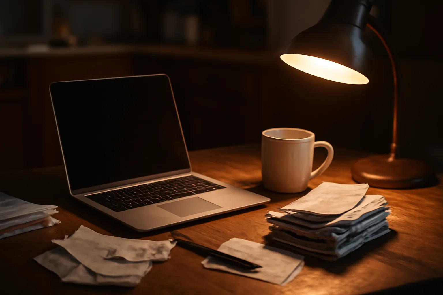 Volunteer treasurer's kitchen table workspace for filing IRS Form 990-N online