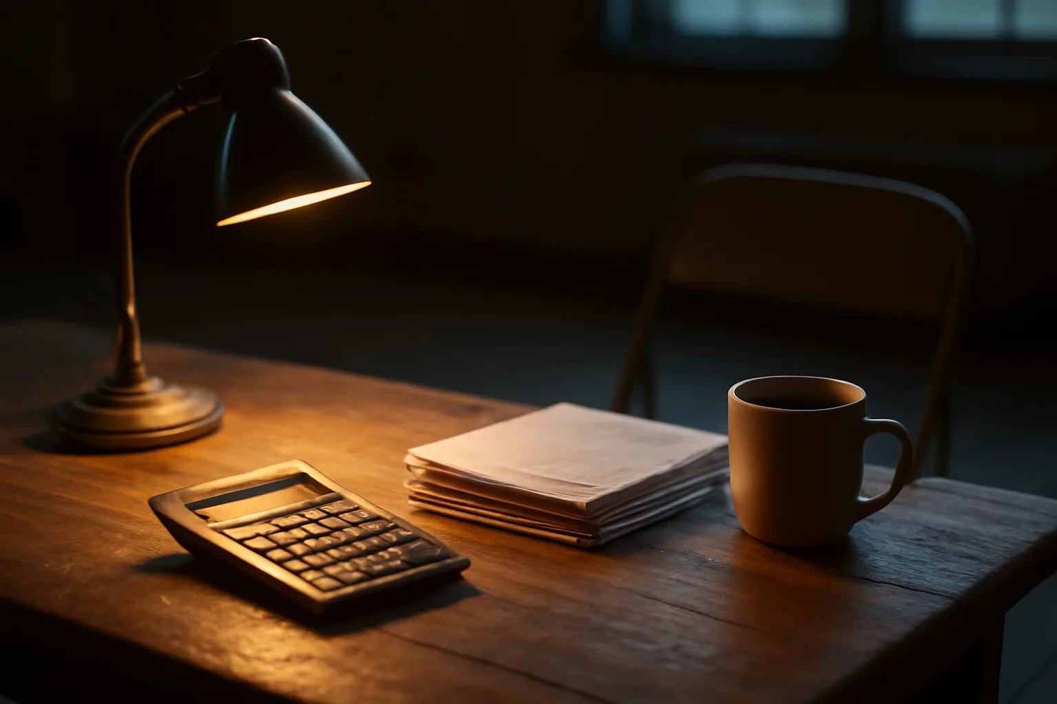 Volunteer treasurer's desk with calculator and bank statements for Form 990-EZ prep