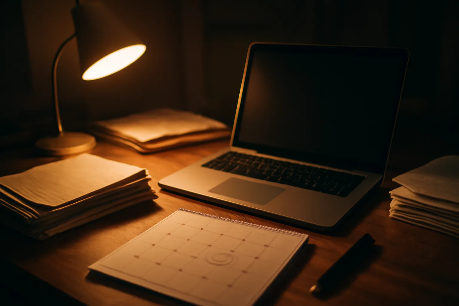 Volunteer treasurer's desk at night while checking IRS 990-N lookup on laptop