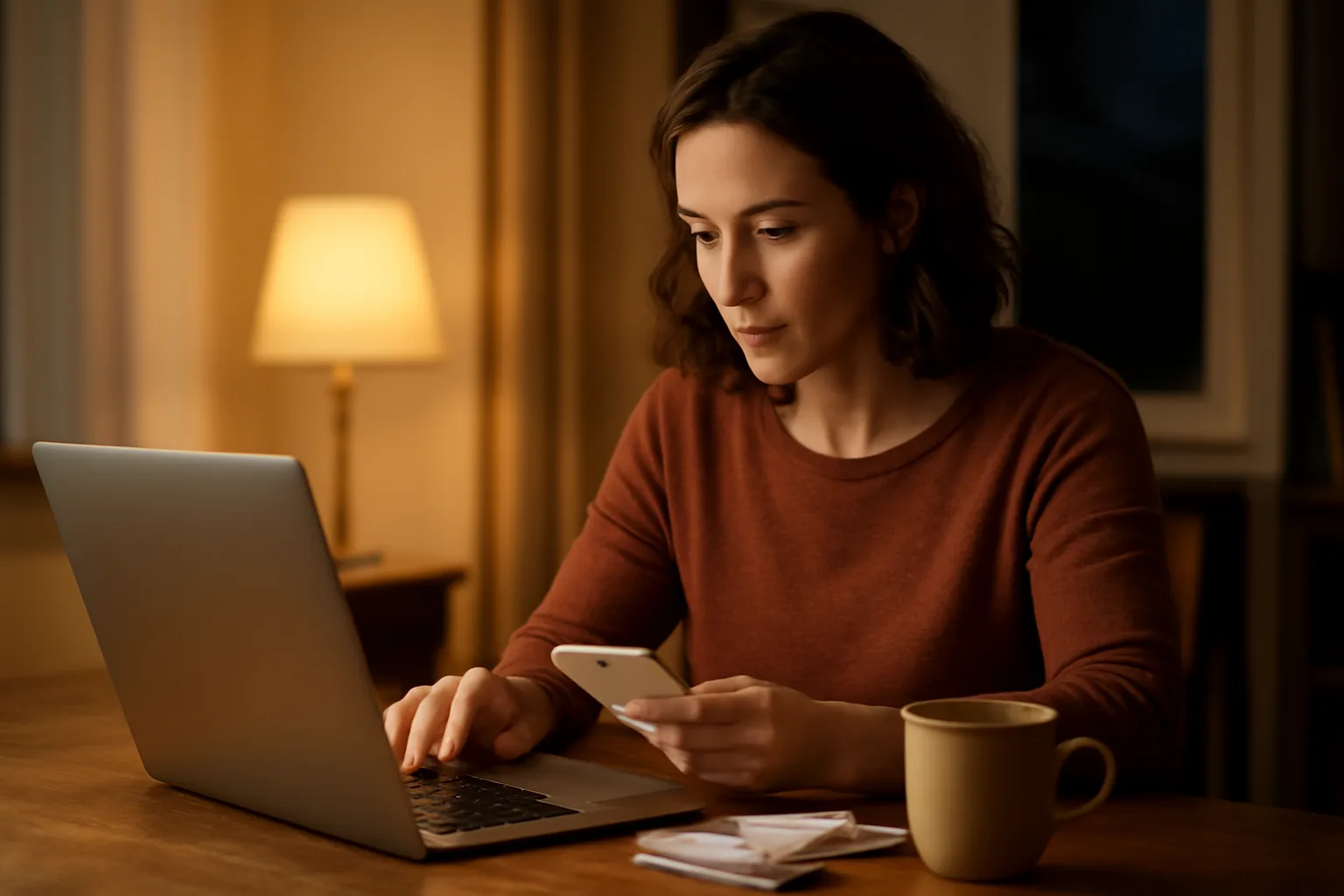 Volunteer treasurer working at a laptop with receipts, researching form 990-n pdf filing