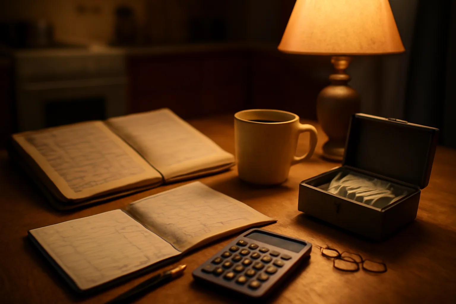 Kitchen table workspace showing what a nonprofit treasurer manages at night