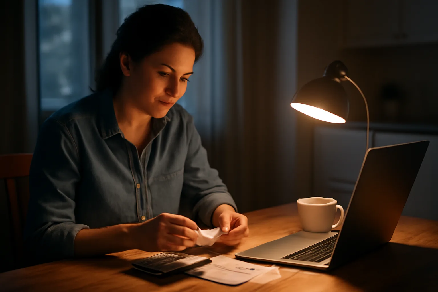 volunteer treasurer reviewing receipts and a laptop while working on form 990 filing